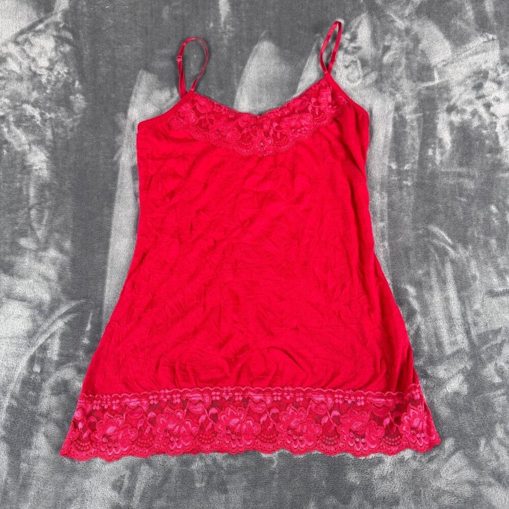 Maurices Womens Lace‎ Trim Y2K Cami Tank Top Crinkle Preppy Siren Sz Small
